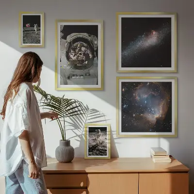 Astronauts landing on the Moon framed photo set