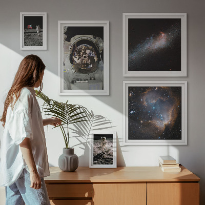 Framed photo set Astronauts landing on the Moon