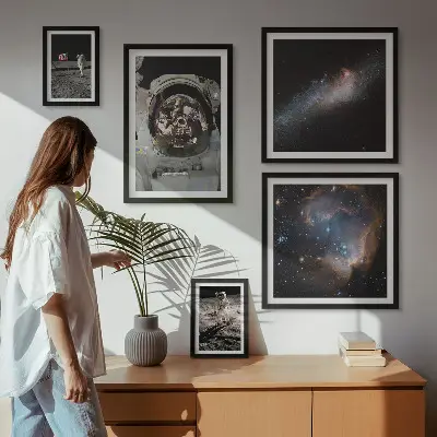 Astronauts landing on the Moon framed photo set