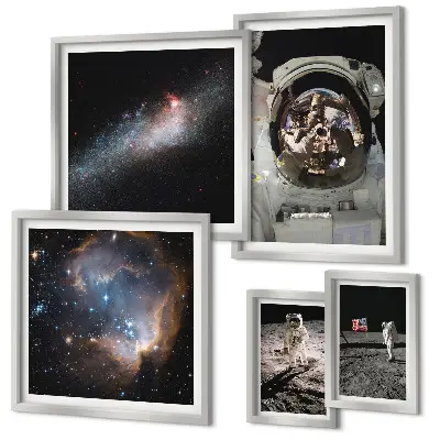 Astronauts landing on the Moon framed photo set