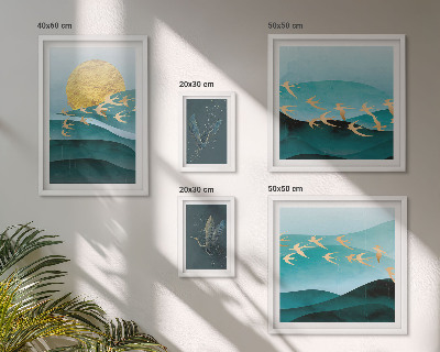 Set of 5 wall art pieces The harmony of birds and waves in a modern way