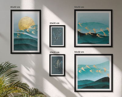 Set of 5 wall art pieces The harmony of birds and waves in a modern way