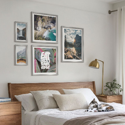 Set of 5 wall art pieces Landscapes of mountain waterfalls