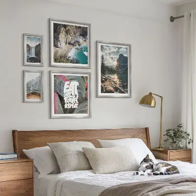 Landscapes of mountain waterfalls wall art set of 5 pieces