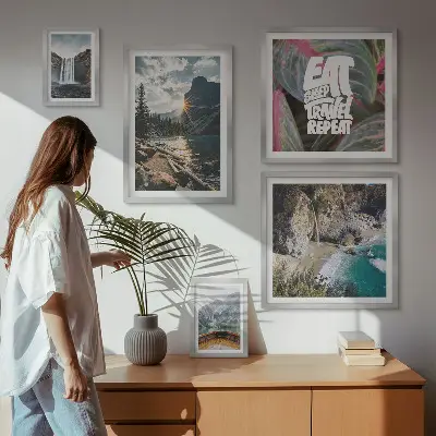 Landscapes of mountain waterfalls wall art set of 5 pieces