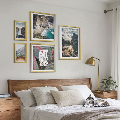 Set of 5 wall art pieces Landscapes of mountain waterfalls