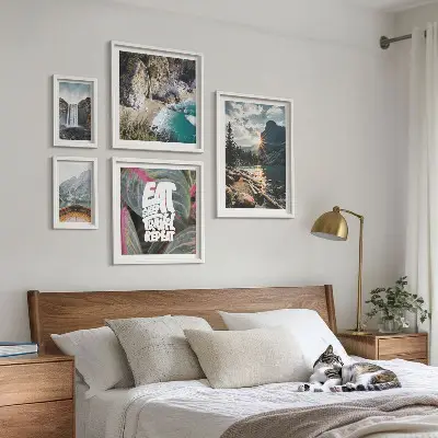 Landscapes of mountain waterfalls wall art set of 5 pieces