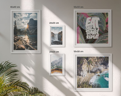 Set of 5 wall art pieces Landscapes of mountain waterfalls
