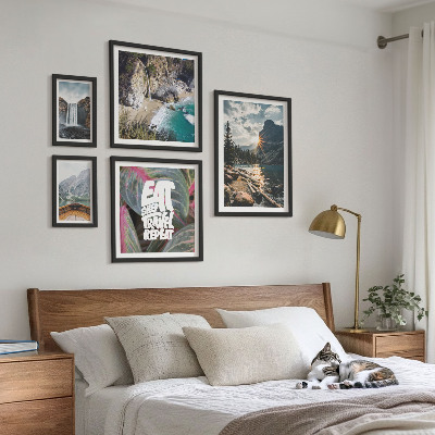 Set of 5 wall art pieces Landscapes of mountain waterfalls