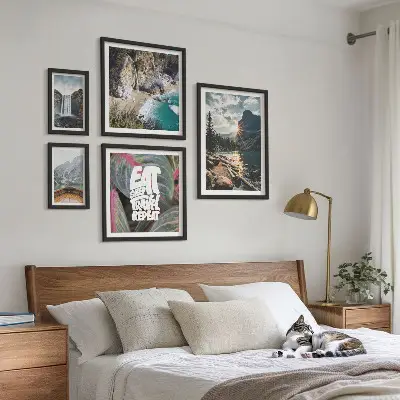 Landscapes of mountain waterfalls wall art set of 5 pieces
