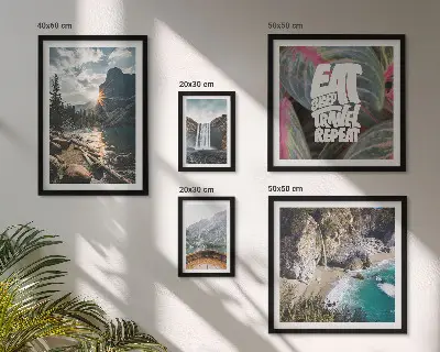 Landscapes of mountain waterfalls wall art set of 5 pieces