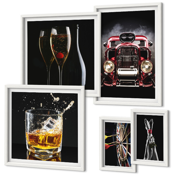 Gallery wall Stylish retro car and drink themes