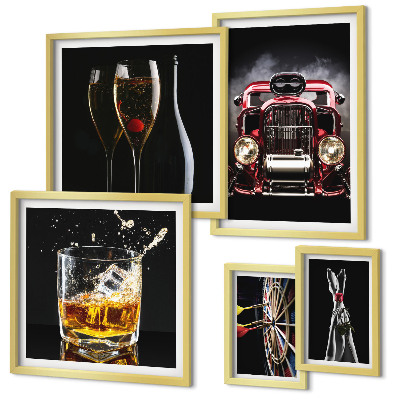 Gallery wall Stylish retro car and drink themes