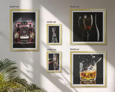 Gallery wall art set with stylish retro car and drink themes