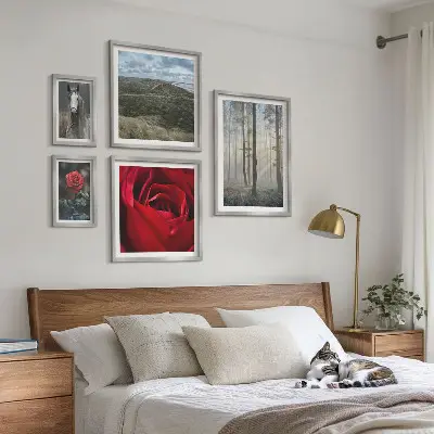 Framed photo set nature flowers in different styles