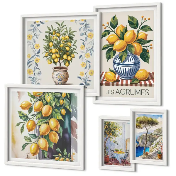 Mediterranean citrus gallery wall art citrus themed wall gallery print