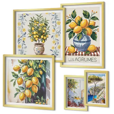 Mediterranean citrus gallery wall art citrus themed wall gallery print