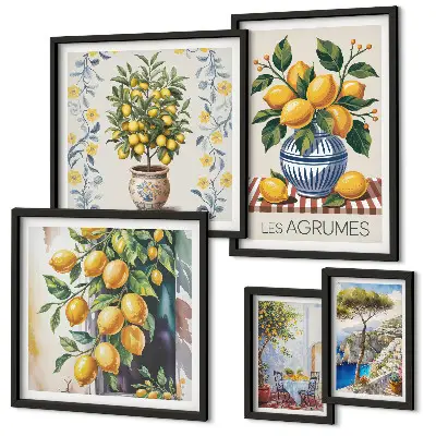 Mediterranean citrus gallery wall art citrus themed wall gallery print
