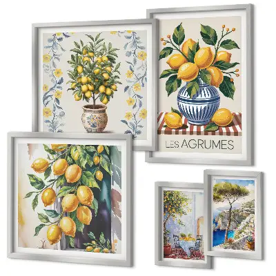 Mediterranean citrus gallery wall art citrus themed wall gallery print