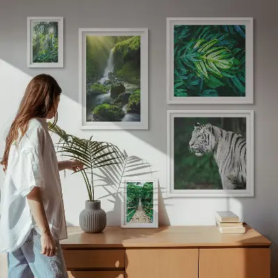 Framed photo set with tropical nature landscapes