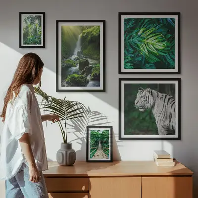 Framed photo set with tropical nature landscapes