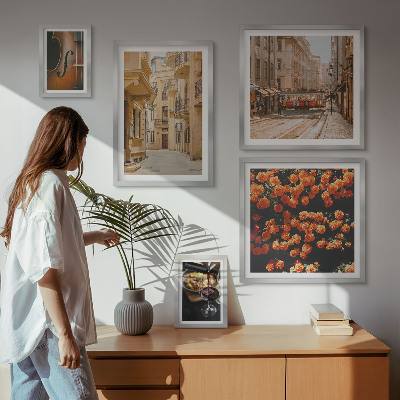 Set of 5 wall art pieces Charming streets of flavors