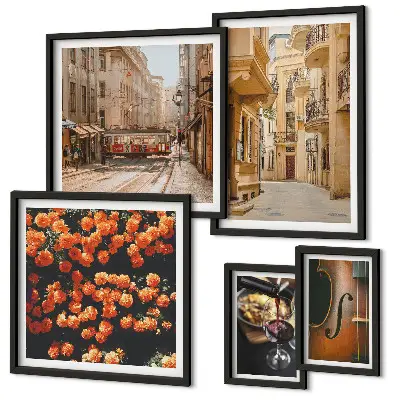 Charming streets of flavors wall art set of 5 pieces