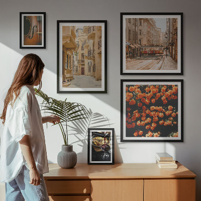 Set of 5 wall art pieces Charming streets of flavors