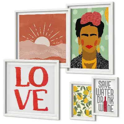Boho style flowers woman gallery wall 