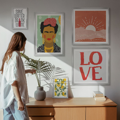 Gallery wall Boho style flowers woman