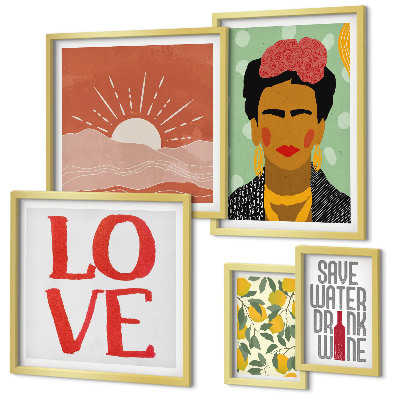Gallery wall Boho style flowers woman
