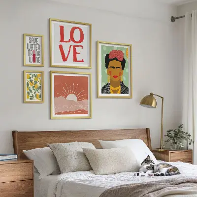 Boho style flowers woman gallery wall 