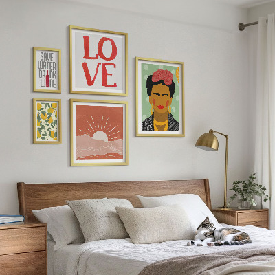 Gallery wall Boho style flowers woman