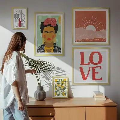 Boho style flowers woman gallery wall 