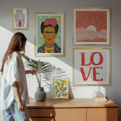 Gallery wall Boho style flowers woman