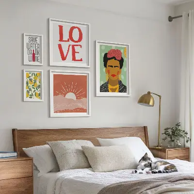 Boho style flowers woman gallery wall 