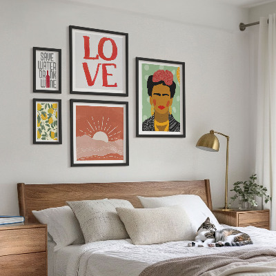 Gallery wall Boho style flowers woman
