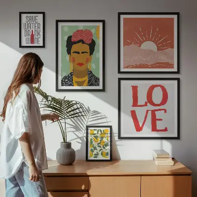 Boho style flowers woman gallery wall 