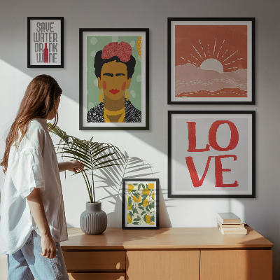 Gallery wall Boho style flowers woman