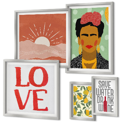 Gallery wall Boho style flowers woman
