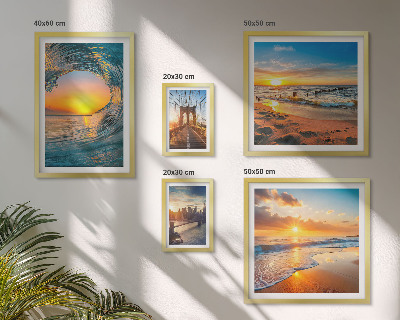 Set of 5 wall art pieces Sea sunsets city bridges