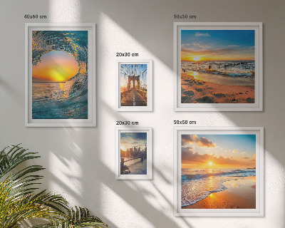 Set of 5 wall art pieces Sea sunsets city bridges