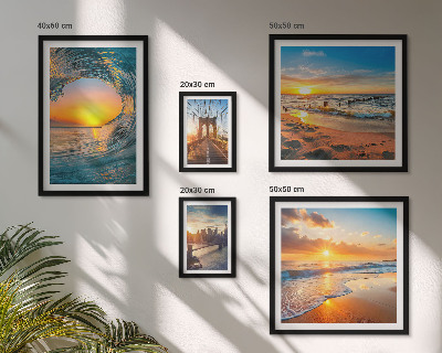 Set of 5 wall art pieces Sea sunsets city bridges