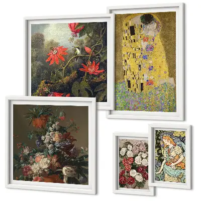 Floral art compositions framed photo set