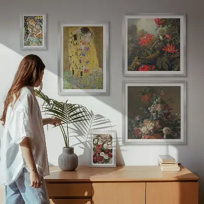 Floral art compositions framed photo set