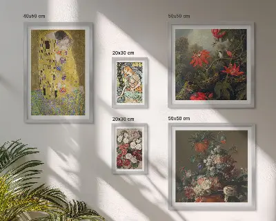 Floral art compositions framed photo set