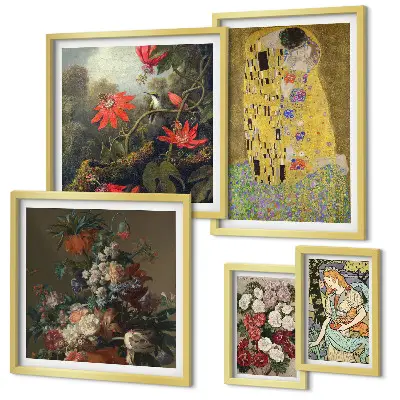 Floral art compositions framed photo set