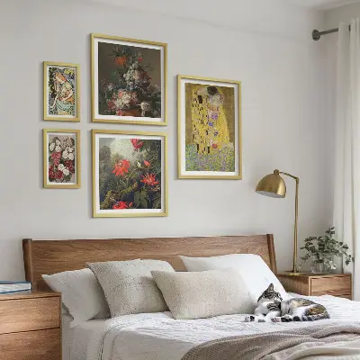 Floral art compositions framed photo set