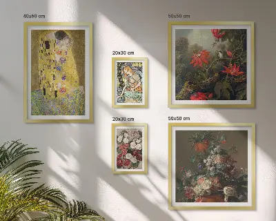 Floral art compositions framed photo set