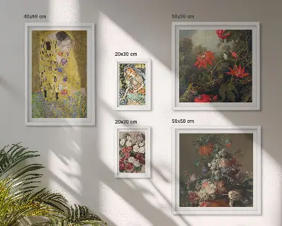 Floral art compositions framed photo set